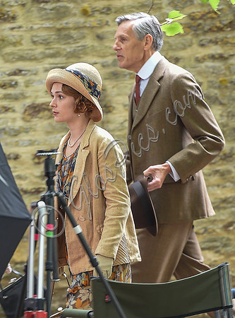 Douglas Reith and Phoebe Sparrow on set photograph for Downton Abbey