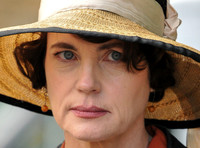 tight close-up of Elizabeth McGovern