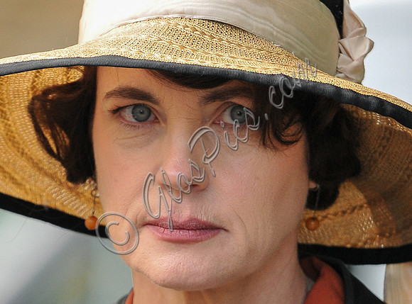 tight close-up of Elizabeth McGovern