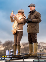 Geri Halliwell Horner and Christian Horner watch the racing from atop the Landrover