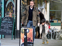 Nicolas Cage with son Kal-El in Glastonbury