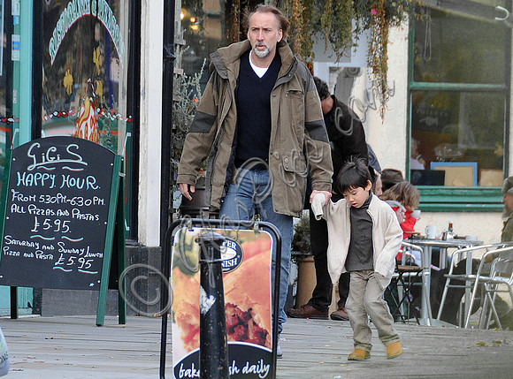 Nicolas Cage with son Kal-El in Glastonbury