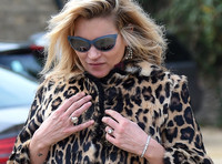 Kate Moss wearing Burberry Prorsum leopard print rabbit fur coat
