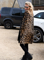 Kate Moss wearing Burberry Prorsum leopard print rabbit fur coat