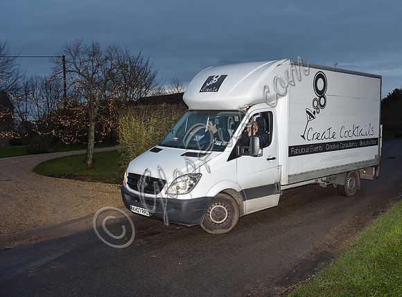 Events company "Create Cocktails" white van entering Kate Moss's home