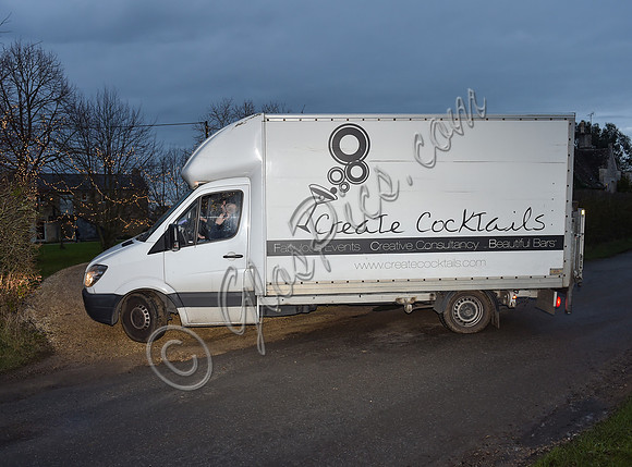 Events company "Create Cocktails" white van entering Kate Moss's home