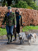 Kate Moss and James Brown walking dogs
