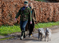 Kate Moss and James Brown walking dogs