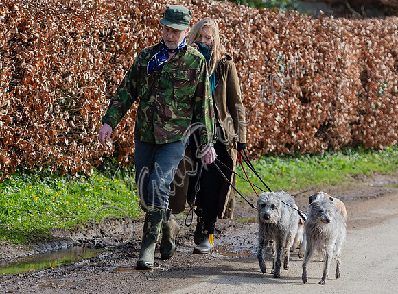 Kate Moss and James Brown walking dogs