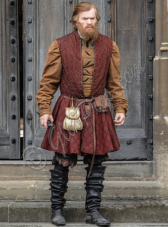 Richard Dillane as the Duke of Suffolk on the steps of Gloucester Cathedral (Wolf Hall)