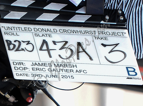Clapper board close-up during filming