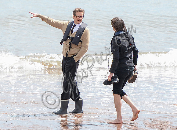 Colin Firth and director James Marsh on set