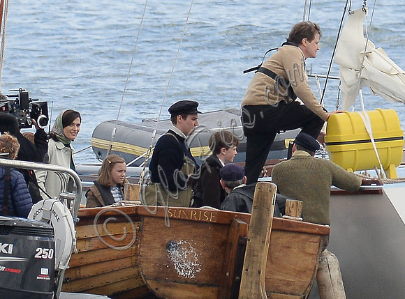 Colin Firth and Rachel Weisz aboard boat