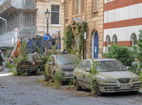 dystopian street scene
