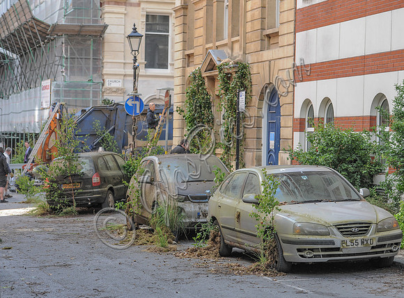 dystopian street scene