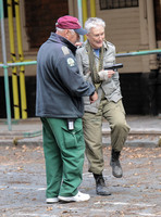 Glenn Close receiving medical attention on set