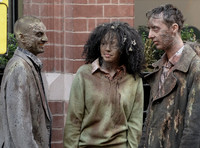 Extras - 'Hungries' on set in full make-up