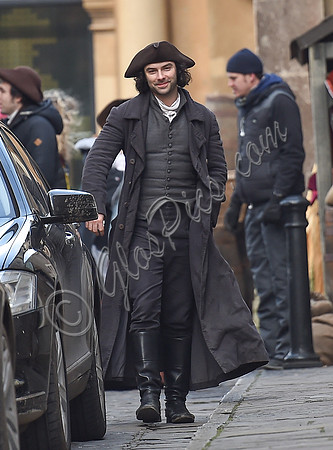 Aiden Turner filming Poldark