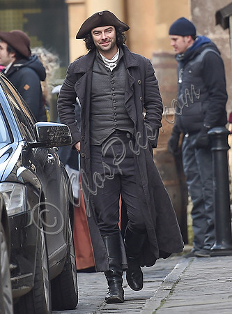 Aiden Turner filming Poldark