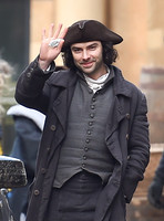 Aiden Turner filming Poldark