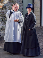 atmosphere, film extras on st in Bampton