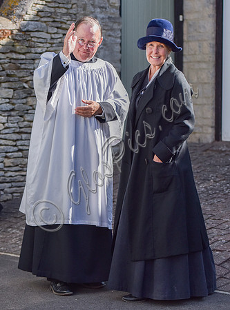 atmosphere, film extras on st in Bampton