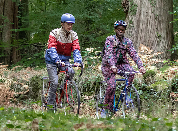 Butterfield and Ncuti Gatwa on bicycles film Sex EducationAsa