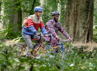 Butterfield and Ncuti Gatwa on bicycles film Sex EducationAsa