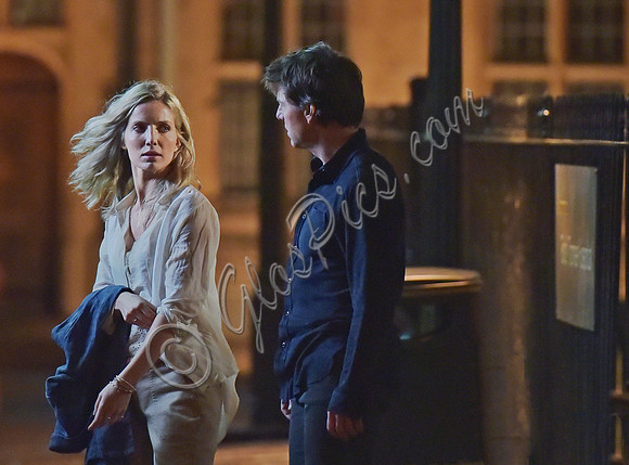 Tom Cruise with Annabelle Wallis on set of "The Mummy"