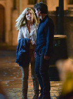 Tom Cruise with Annabelle Wallis on set of "The Mummy"