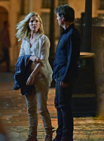 Tom Cruise with Annabelle Wallis on set of "The Mummy"