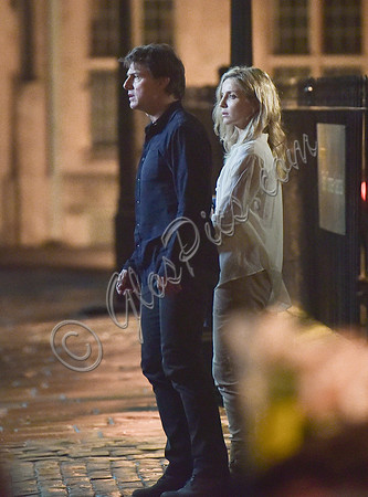 Tom Cruise with Annabelle Wallis on set of "The Mummy"