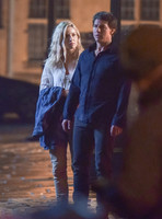 Tom Cruise with Annabelle Wallis on set of "The Mummy"