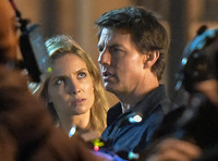 Tom Cruise with Annabelle Wallis on set of "The Mummy"