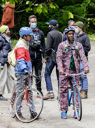 Butterfield and Ncuti Gatwa on bicycles film Sex EducationAsa