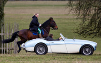 Theo James and Chanel Cresswell filming scenes for "The Gentlemen"