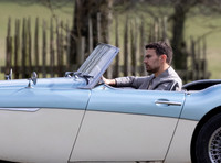 Theo James and Chanel Cresswell during filming for Guy Ritchie's Netflix adaptation of The Gentlemen, Badminton, Gloucestershire, United Kingdom - 7th March, 2023