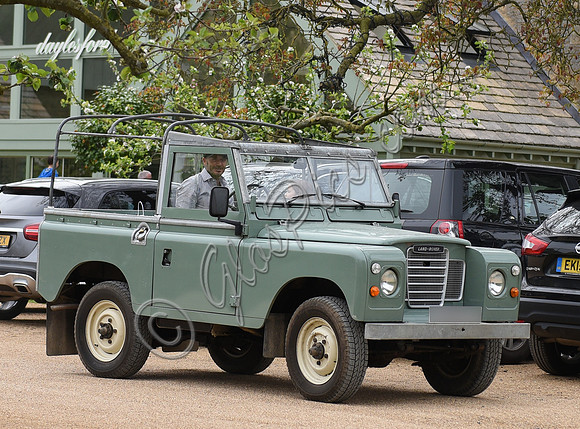 David and Harper Beckham in Land Rover pick-up