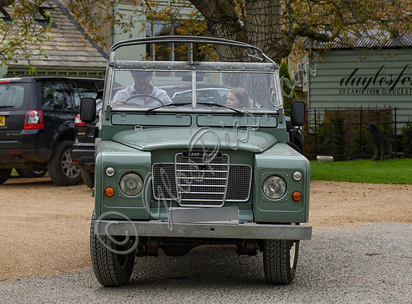 David and Harper Beckham in Land Rover pick-up