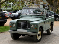 David and Harper Beckham in Land Rover pick-up