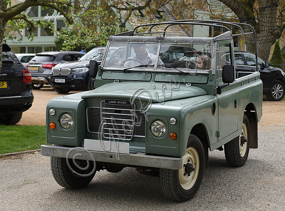David and Harper Beckham in Land Rover pick-up