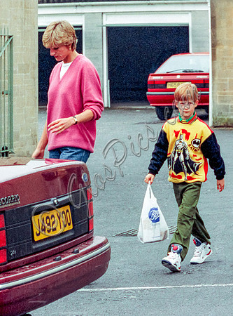 Princess Diana in Cirencester 1992 with Princes William and Harry