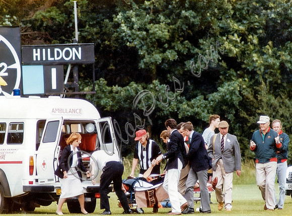 Prince Charles breaks arm at polo match, Cirencester Park 1990