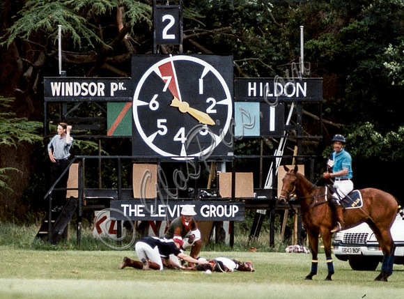 Prince Charles breaks arm at polo match, Cirencester Park 1990