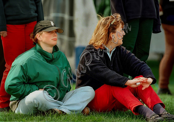 Zara Phillips and friend at 1996 Badminton Horse Trials