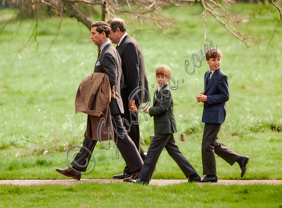 Prince William, Prince Harry and Prince Charles , Sandringham 1993