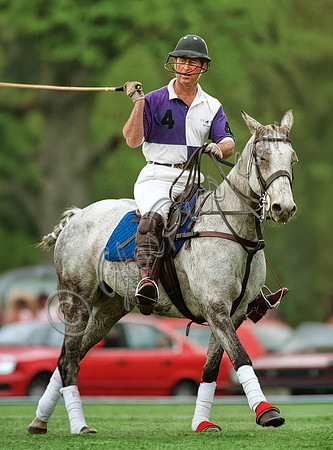 Prince Charles in Cirencester Park colours on polo pony