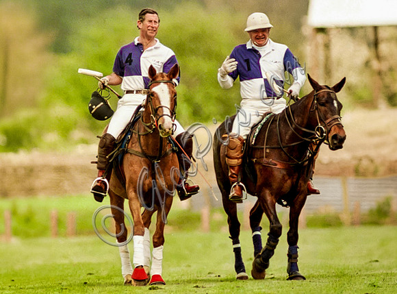 Prince Charles in Cirencester Park colours on polo pony