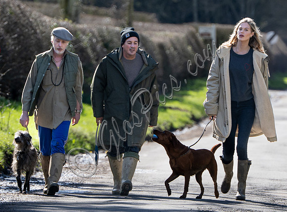 James Brown, David Gardner and Jessica Clarke with dogs