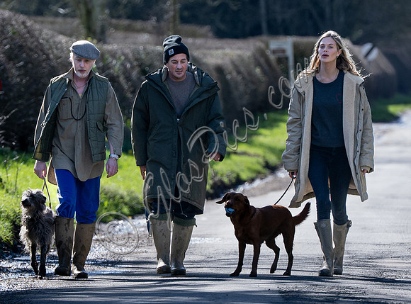 James Brown, David Gardner and Jessica Clarke with dogs